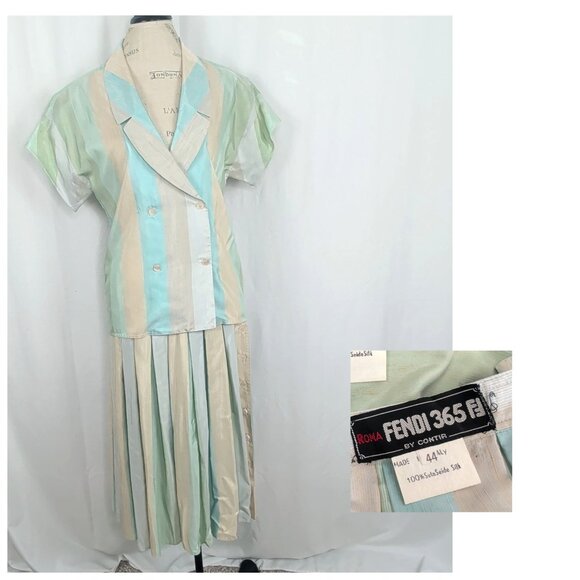 Vintage Fendi Skirt Suit Small Pastel Blazer Top - Picture 1 of 12